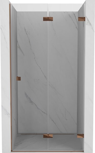 Mexen Lunar-F, ușă de duș pliabilă dreapta 75 cm, sticlă transparentă de 8 mm, profil auriu-roz, 836-075-000-60-00-P