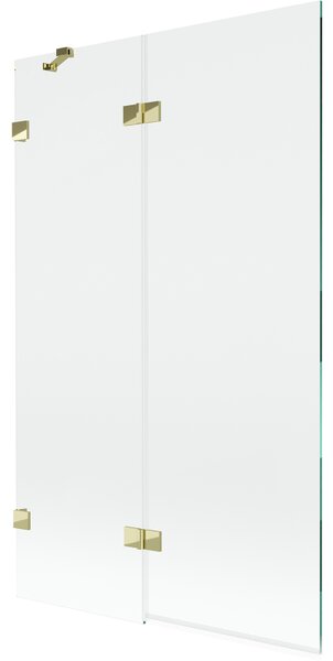 Mexen Lunar, paravan de cadă cu 2 aripi, stânga, 110 x 150 cm, sticlă transparentă, auriu strălucitor, 897-110-100-50-00-L