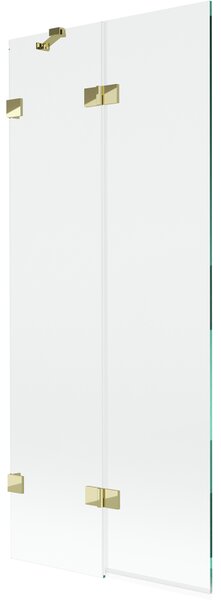Mexen Lunar, paravan de cadă cu 2 aripi, stânga, 80 x 150 cm, sticlă transparentă, auriu strălucitor, 897-080-100-50-00-L