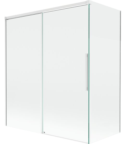 Mexen Rox, paravan de baie glisant cu 2 aripi 140 + 70 x 150 cm, sticlă transparentă de 8 mm, profil alb, 8C9-140-070-20-00