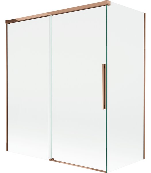 Mexen Rox, paravan de baie glisant cu 2 aripi 140 + 70 x 150 cm, sticlă transparentă de 8 mm, profil auriu-roz, 8C9-140-070-60-00