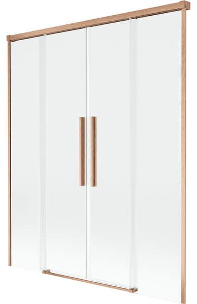 Mexen Rox, paravan de baie glisant cu 2 aripi 140 x 150 cm, sticlă transparentă de 8 mm, profil mat cupră, 8C9-140-002-65-00