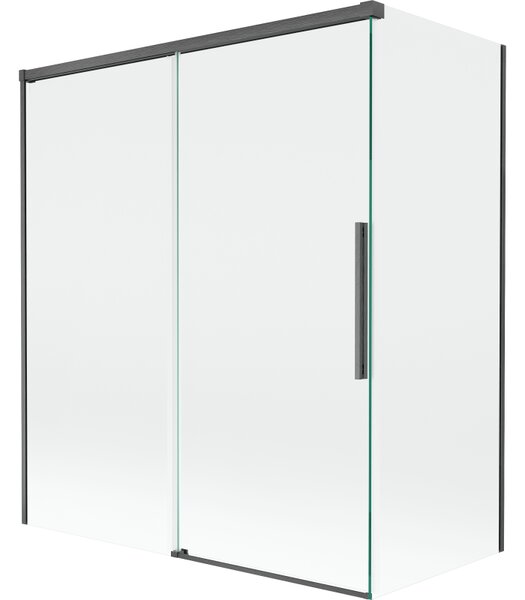 Mexen Rox, paravan de baie glisant cu 2 aripi 140 + 70 x 150 cm, sticlă transparentă de 8 mm, profil grafit periat, 8C9-140-070-66-00