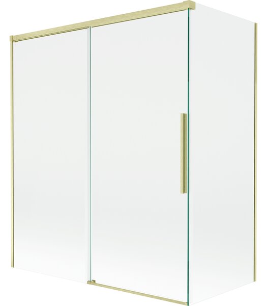 Mexen Rox, paravan de baie glisant cu 2 aripi 140 + 70 x 150 cm, sticlă transparentă de 8 mm, profil auriu mat, 8C9-140-070-55-00