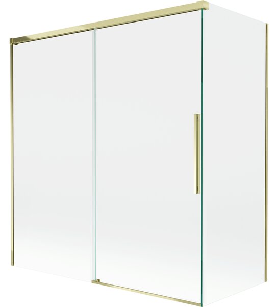 Mexen Rox, paravan de baie glisant cu 2 aripi 150 + 70 x 150 cm, sticlă transparentă de 8 mm, profil auriu lucios, 8C9-150-070-50-00