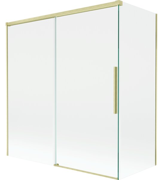Mexen Rox, paravan de baie glisant cu 2 aripi 150 + 70 x 150 cm, sticlă transparentă de 8 mm, profil auriu mat, 8C9-150-070-55-00