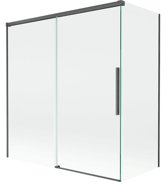Mexen Rox, paravan de baie glisant cu 2 aripi 150 + 70 x 150 cm, sticlă transparentă de 8 mm, profil grafit periat, 8C9-150-070-66-00