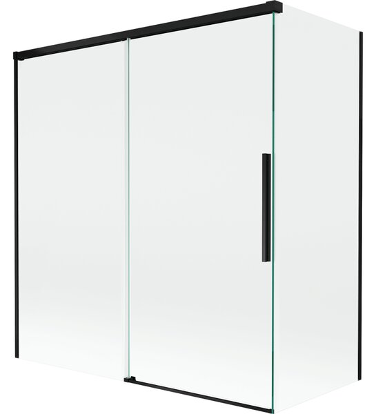 Mexen Rox, paravan de baie glisant cu 2 aripi 150 + 70 x 150 cm, sticlă transparentă de 8 mm, profil negru mat, 8C9-150-070-70-00