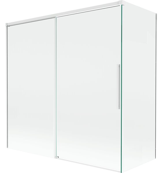 Mexen Rox, paravan de baie glisant cu 2 aripi 160 + 75 x 150 cm, sticlă transparentă de 8 mm, profil alb, 8C9-160-075-20-00