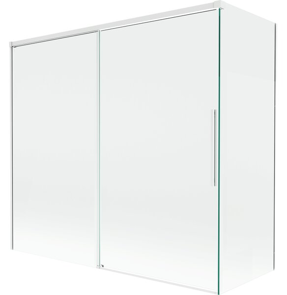 Mexen Rox, paravan de baie glisant cu 2 aripi 170 + 70 x 150 cm, sticlă transparentă de 8 mm, profil alb, 8C9-170-070-20-00