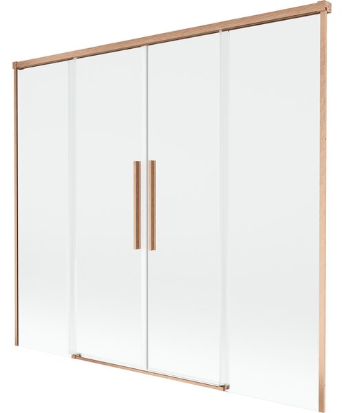 Mexen Rox, paravan de baie glisant cu 2 aripi 170 x 150 cm, sticlă transparentă de 8 mm, profil mat cupră, 8C9-170-002-65-00