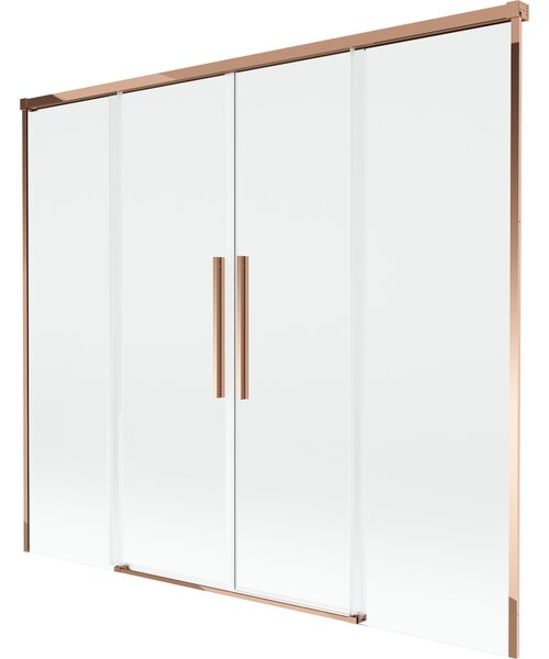 Mexen Rox, paravan de baie glisant cu 2 aripi 170 x 150 cm, sticlă transparentă de 8 mm, profil auriu-roz, 8C9-170-002-60-00