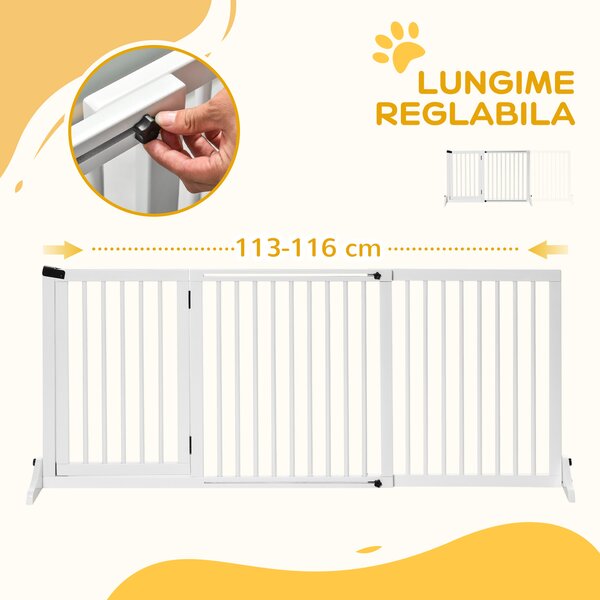 PawHut Poartă Lemn Reglabilă Animale Companie Gard Independent Ușă Hol | Aosom Romania
