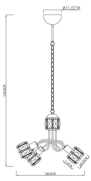 Globo 54356-3H - LED Lustră pe lanț KRIS 3xE14/40W/230V + LED/5W