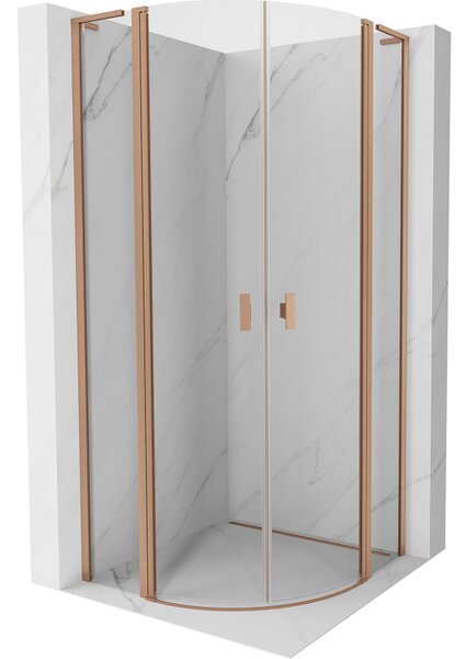 Cabină de duș Mexen Mist L, cu uși cu 2 aripi, 80 x 80 cm, sticlă transparentă de 8 mm, profil de cupru, 8A32L-080-080-65-00