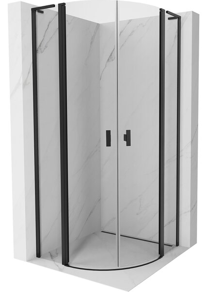 Cabină de duș Mexen Mist L, cu uși cu 2 aripi, 80 x 80 cm, sticlă transparentă de 8 mm, profil negru, 8A32L-080-080-70-00