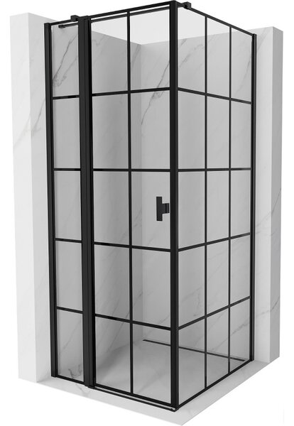 Mexen Mist T, cabină de duș cu uși batante, stânga, 70 x 70 cm, sticlă transparentă de 8 mm, profil negru, 8A4T-070-070-70-77-L