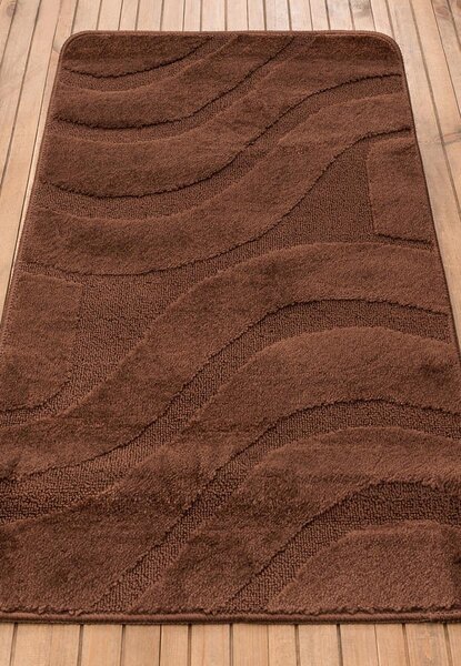 Set 2 Covorase antiderapante de baie, Model Symphony 2599, Maro 60 x 100/50 x 60