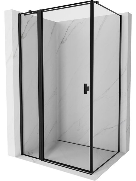 Mexen Mist T, cabină de duș cu uși batante, stânga, 70 x 75 cm, sticlă transparentă de 8 mm, profil negru, 8A4T-075-070-70-70-L
