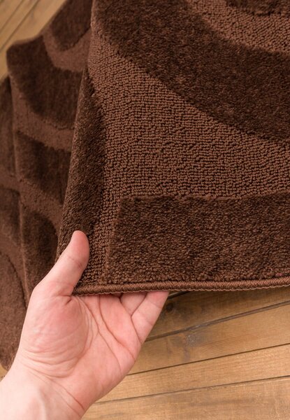Set 2 Covorase antiderapante de baie, Model Symphony 2599, Maro 60 x 100/50 x 60