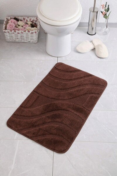 Set 2 Covorase antiderapante de baie, Model Symphony 2599, Maro 60 x 100/50 x 60