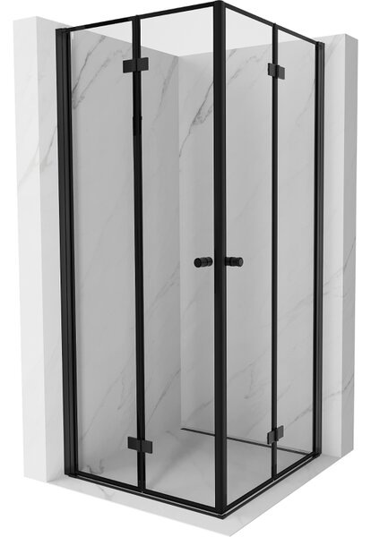 Cabină de duș pliabilă Mexen Mist-F Duo 70 x 70 cm, sticlă transparentă - ramă neagră, 8A6-070L-070P-70-70