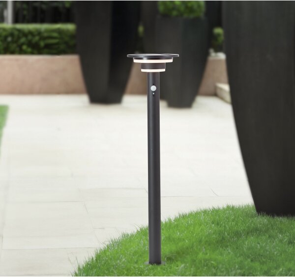 Lampă LED solară cu senzor Brilliant GARVINA LED/3W/3,7V 85 cm IP44 negru