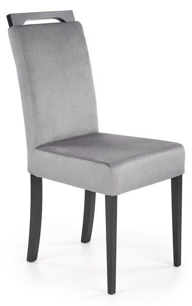 Scaun CLARION 2, gri/negru, stofa catifelata/lemn, 42x58x97 cm