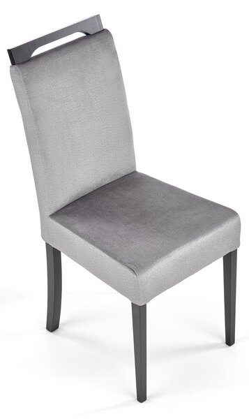Scaun CLARION 2, gri/negru, stofa catifelata/lemn, 42x58x97 cm