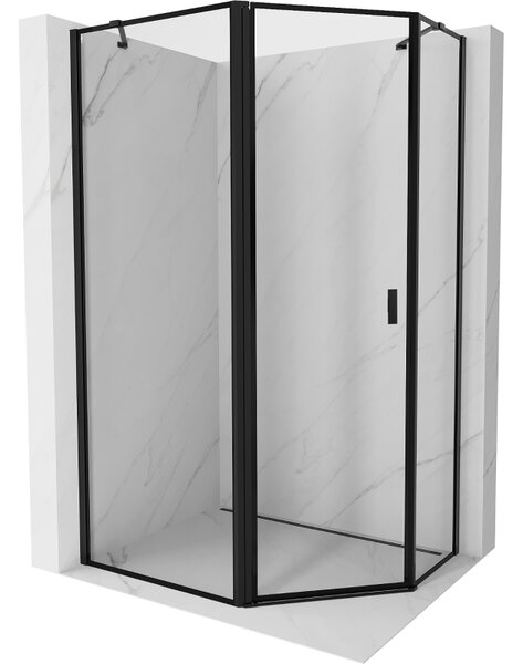 Cabină de duș pentagonală Mexen Mist, stânga 90 x 80 cm, sticlă transparentă-ramă neagră, 8A8-090-080-70-70-L