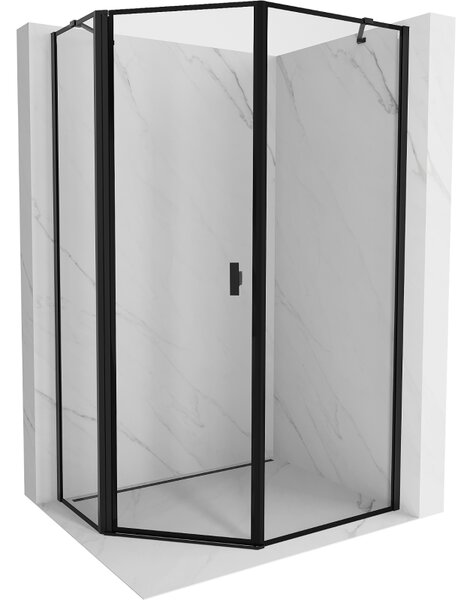 Mexen Mist, cabină de duș pentagonală, stânga 90 x 100 cm, sticlă transparentă-ramă neagră, 8A8-090-100-70-70-L