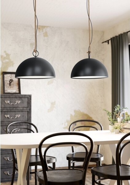 Lustră pe cablu Eglo 78444 HODSOLL 2xE27/40W/230V negru/maro