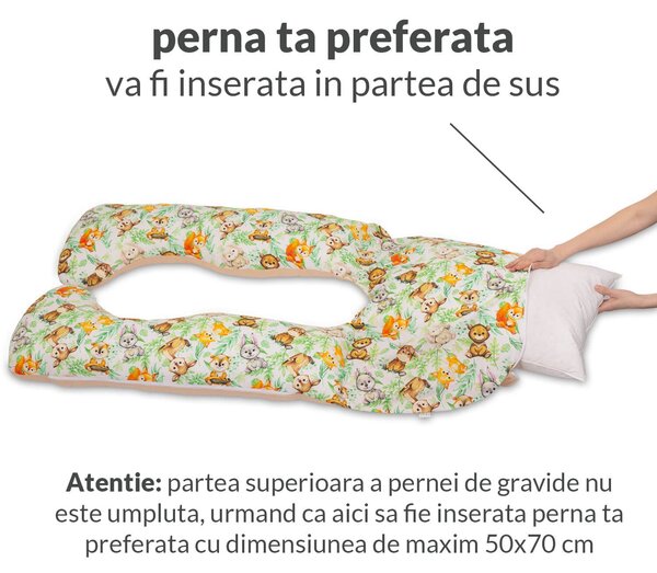 Perna gravide personalizabila Kidizi Inga XXL MyWay In the Leaves, husa bumbac detasabila