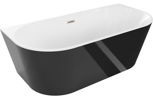 Cada Mexen Oval, de sine stătătoare, montată pe perete, 150 x 75 cm, alb-negru, preaplin din oțel periat, 52671507575-97
