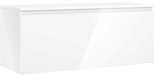 Mexen Orio, mobilier de baie 120 cm cu blat, 1 sertar, alb lucios, 91A10-12047-1-BFC00