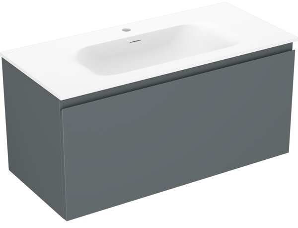 Mexen Orio, mobilier baie 100 cm cu lavoar Vela, 1 sertar, grafit mat/alb mat, 91A10-10047-1-BF66-W23M01
