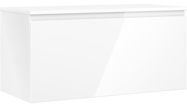 Mexen Orio, mobilier de baie 100 cm cu blat, 1 sertar, alb lucios, 91A10-10047-1-BFC00