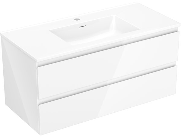 Mexen Orio, mobilier de baie 100 cm cu lavoar Otis, 2 sertare, alb lucios, 91A10-10047-2-BFF00-W18M00