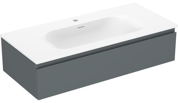 Mexen Orio, mobilier baie 100 cm cu lavoar Vela, 1 sertar, grafit mat/alb mat, 91A10-10023-1-BF66-W23M01