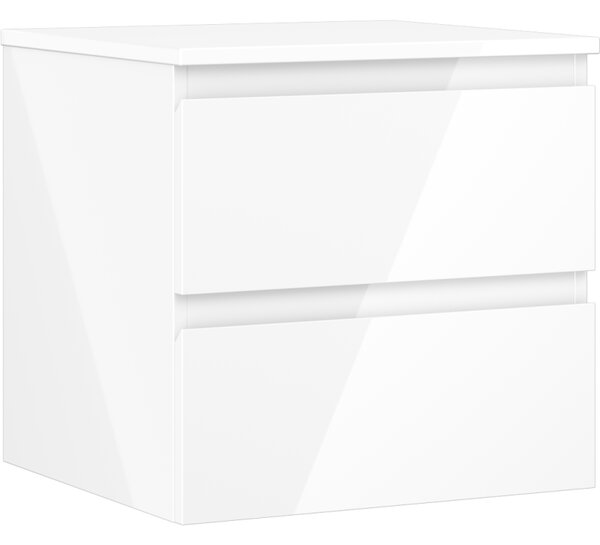 Mexen Orio, mobilier de baie 50 cm cu blat, 2 sertare, alb lucios, 91A10-05047-2-BFFC00