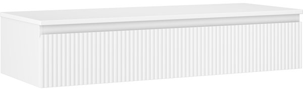 Mexen Rivel, mobilier baie 120 cm cu blat, 1 sertar, canelat, alb mat, 91A20-12023-1-BFC01
