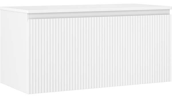 Mexen Rivel, mobilier de baie 100 cm cu blat, 1 sertar, canelat, alb mat, 91A20-10047-1-BFC01