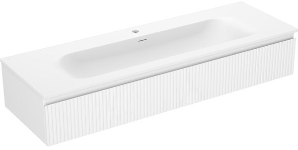 Mexen Rivel, mobilier de baie 140 cm cu lavoar Vela, 1 sertar, canelat, alb mat, 91A20-14023-1-BF01-W23M01