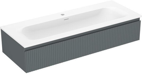 Mexen Rivel, mobilier baie 120 cm cu lavoar Vela, 1 sertar, canelat, grafit mat/alb mat, 91A20-12023-1-BF66-W23M0