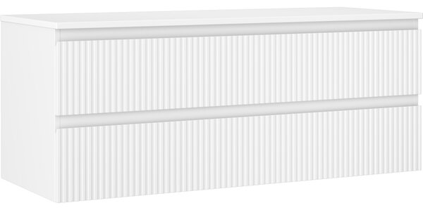 Mexen Rivel, mobilier de baie 120 cm cu blat, 2 sertare, canelat, alb mat, 91A20-12047-2-BFFC01