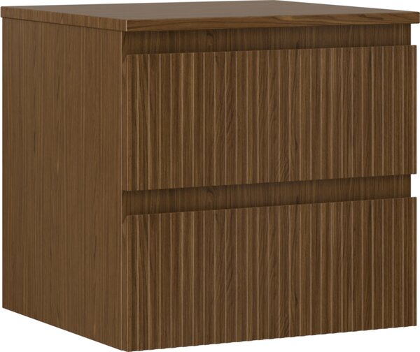 Mexen Rivel, mobilier de baie 50 cm cu blat, 2 sertare, canelat, nuc, 91A20-05047-2-BFFC86