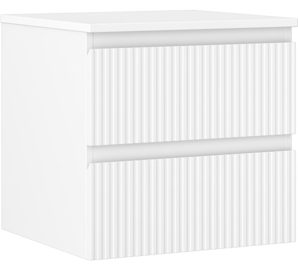 Mexen Rivel, mobilier de baie 50 cm cu blat, 2 sertare, canelat, alb mat, 91A20-05047-2-BFFC01