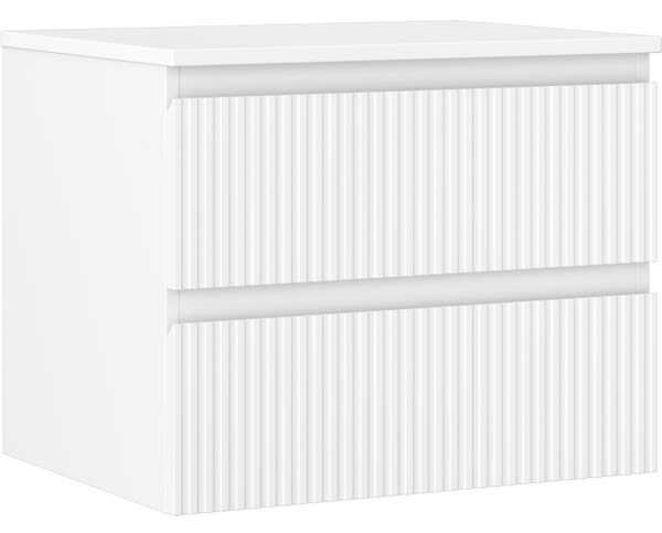 Mexen Rivel, mobilier de baie 60 cm cu blat, 2 sertare, canelat, alb mat, 91A20-06047-2-BFFC01