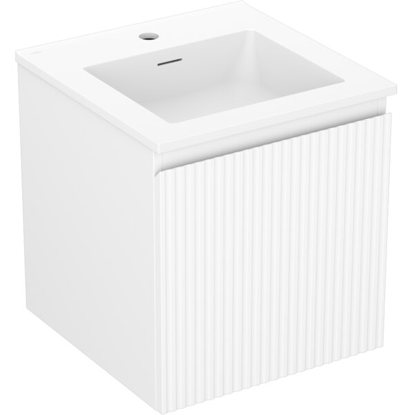 Mexen Rivel, mobilier de baie 45 cm cu lavoar Otis, 1 sertar, canelat, alb mat, 91A20-04547-1-BF01-W18M01
