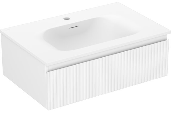 Mexen Rivel, mobilier de baie 70 cm cu lavoar Vela, 1 sertar, canelat, alb mat, 91A20-07023-1-BF01-W23M01